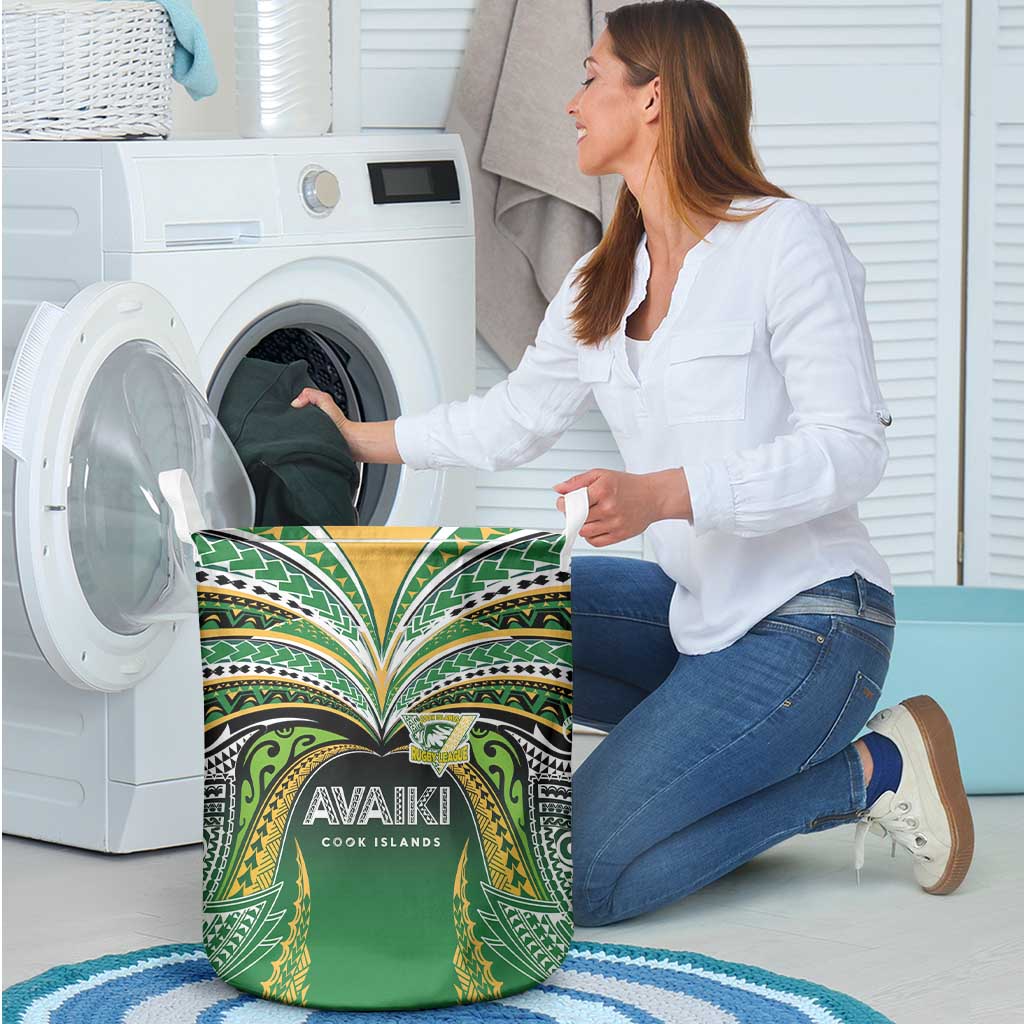 Cook Islands Rugby League Laundry Basket Avaiki Tatau Tribal Motifs Black Color - Polynesian Pride