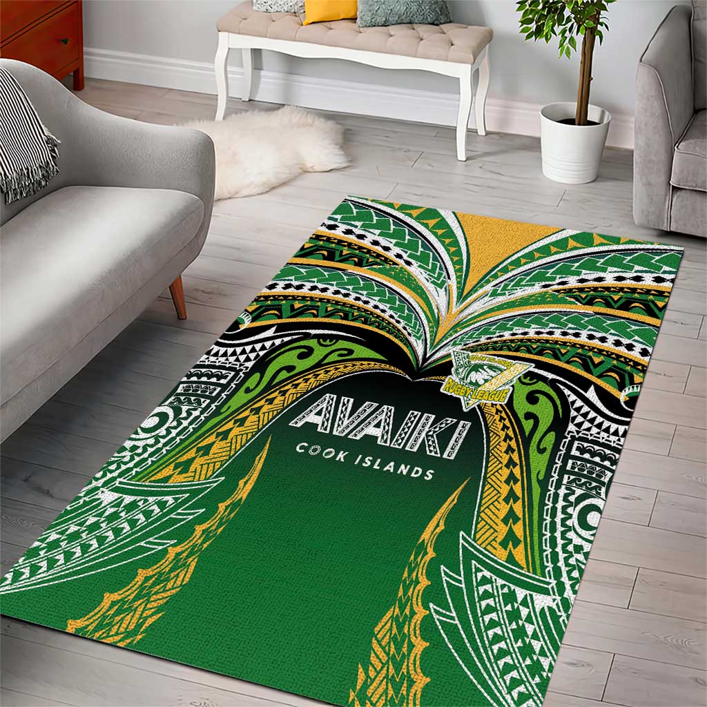 Cook Islands Rugby League Area Rug Avaiki Tatau Tribal Motifs Black Color LT03 - Polynesian Pride