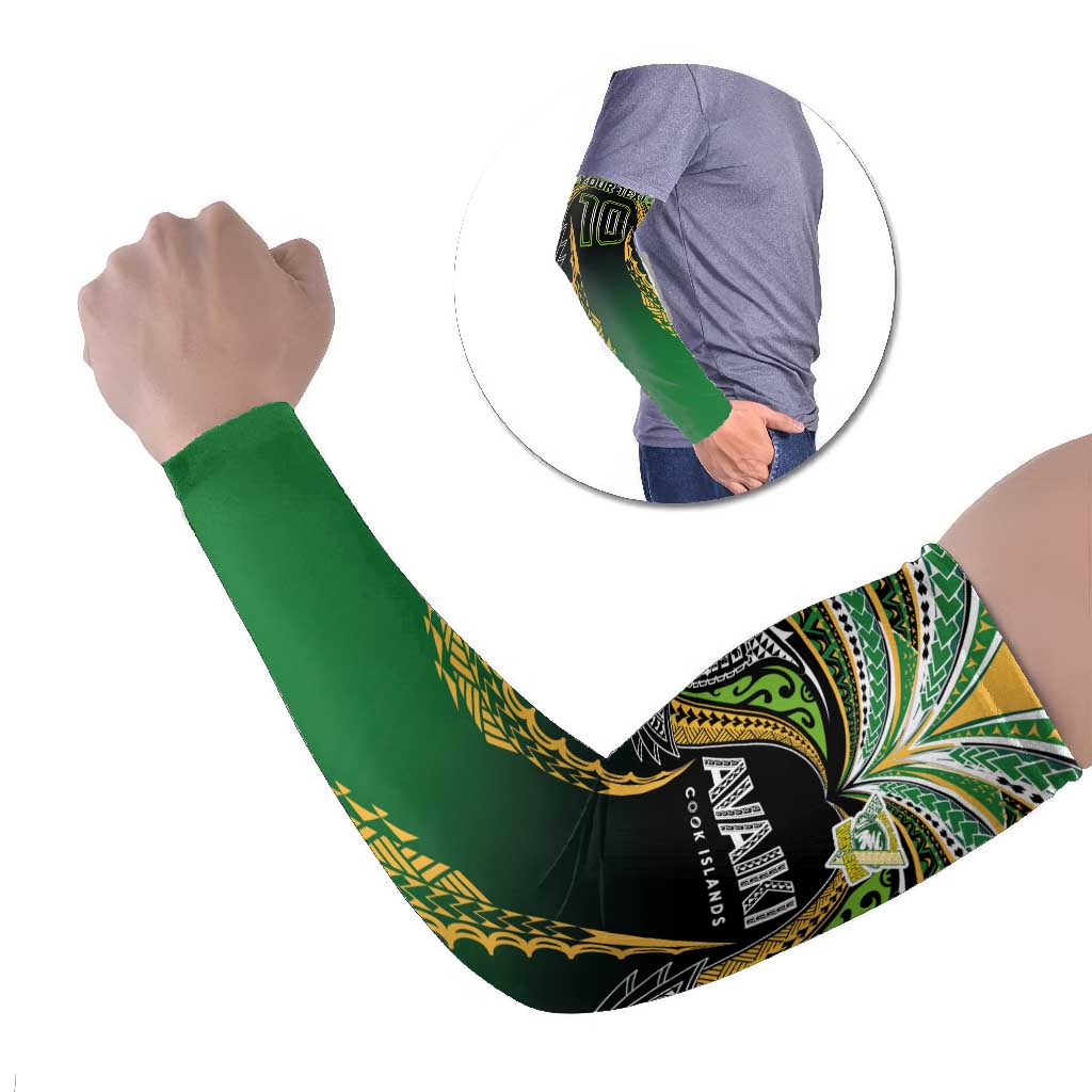 Custom Cook Islands Rugby League Arm Sleeves Avaiki Tatau Tribal Motifs Black Color LT03 Set of 2 Black - Polynesian Pride