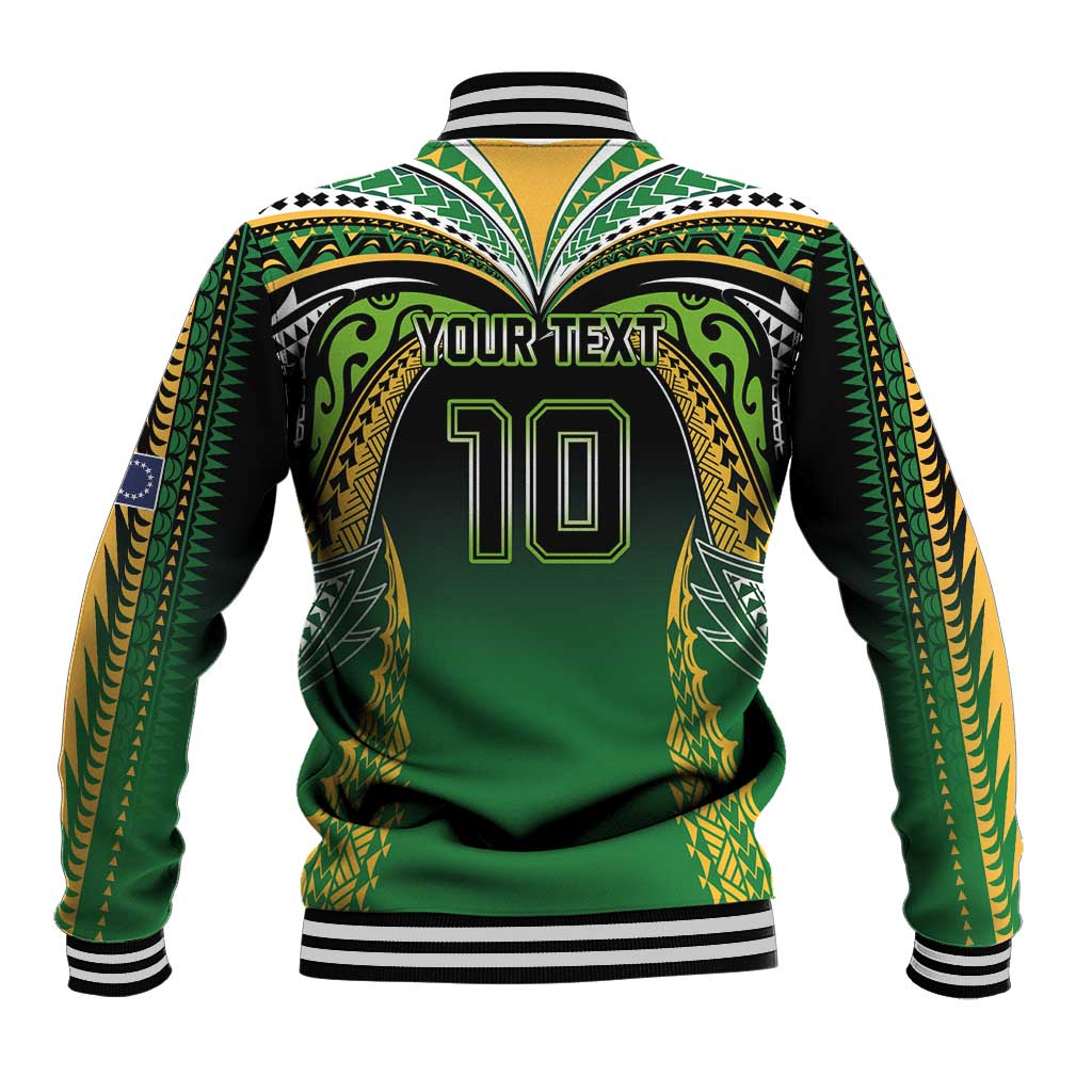 Custom Cook Islands Rugby League Baseball Jacket Avaiki Tatau Tribal Motifs Black Color LT03 - Polynesian Pride