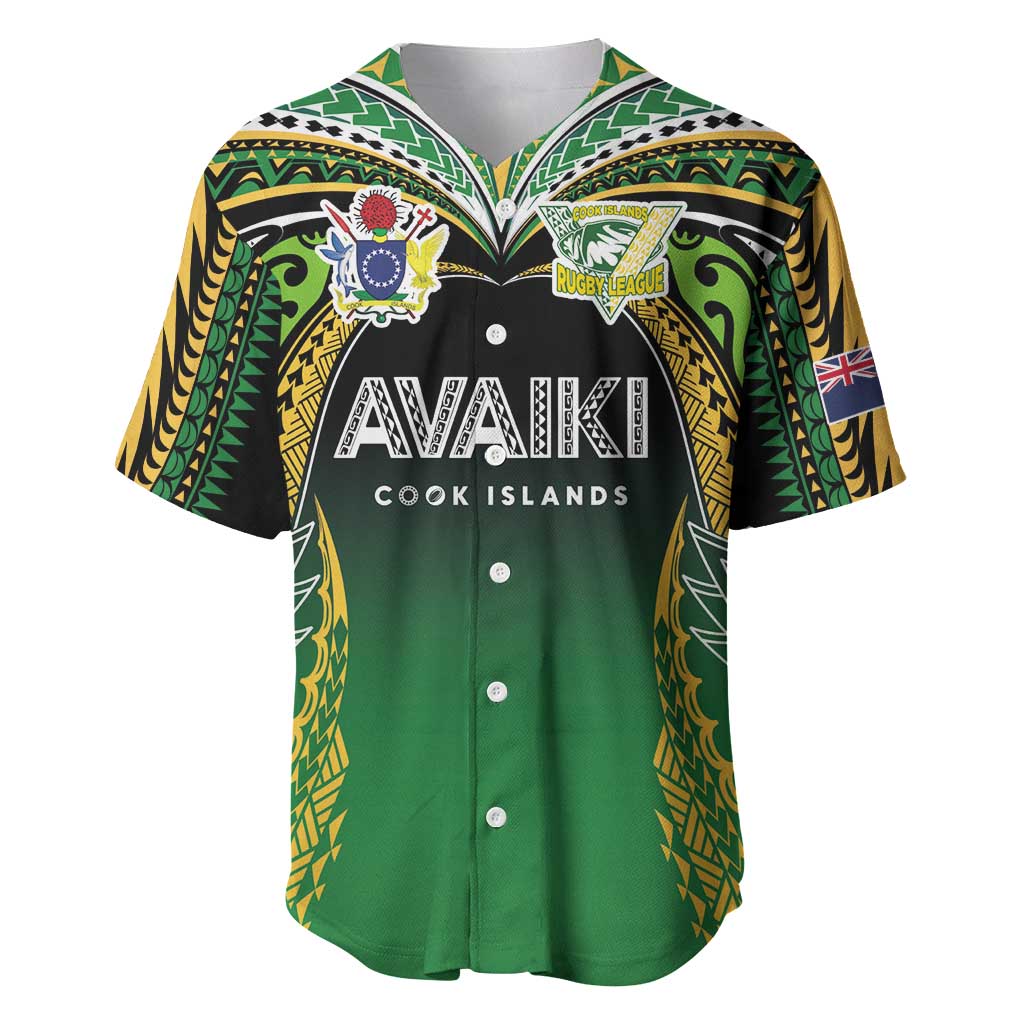 Custom Cook Islands Rugby League Baseball Jersey Avaiki Tatau Tribal Motifs Black Color - Polynesian Pride