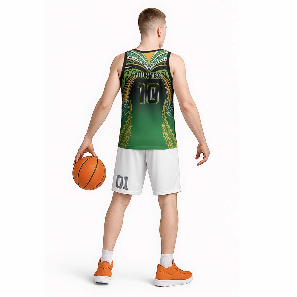 Custom Cook Islands Rugby League Basketball Jersey Avaiki Tatau Tribal Motifs Black Color - Polynesian Pride