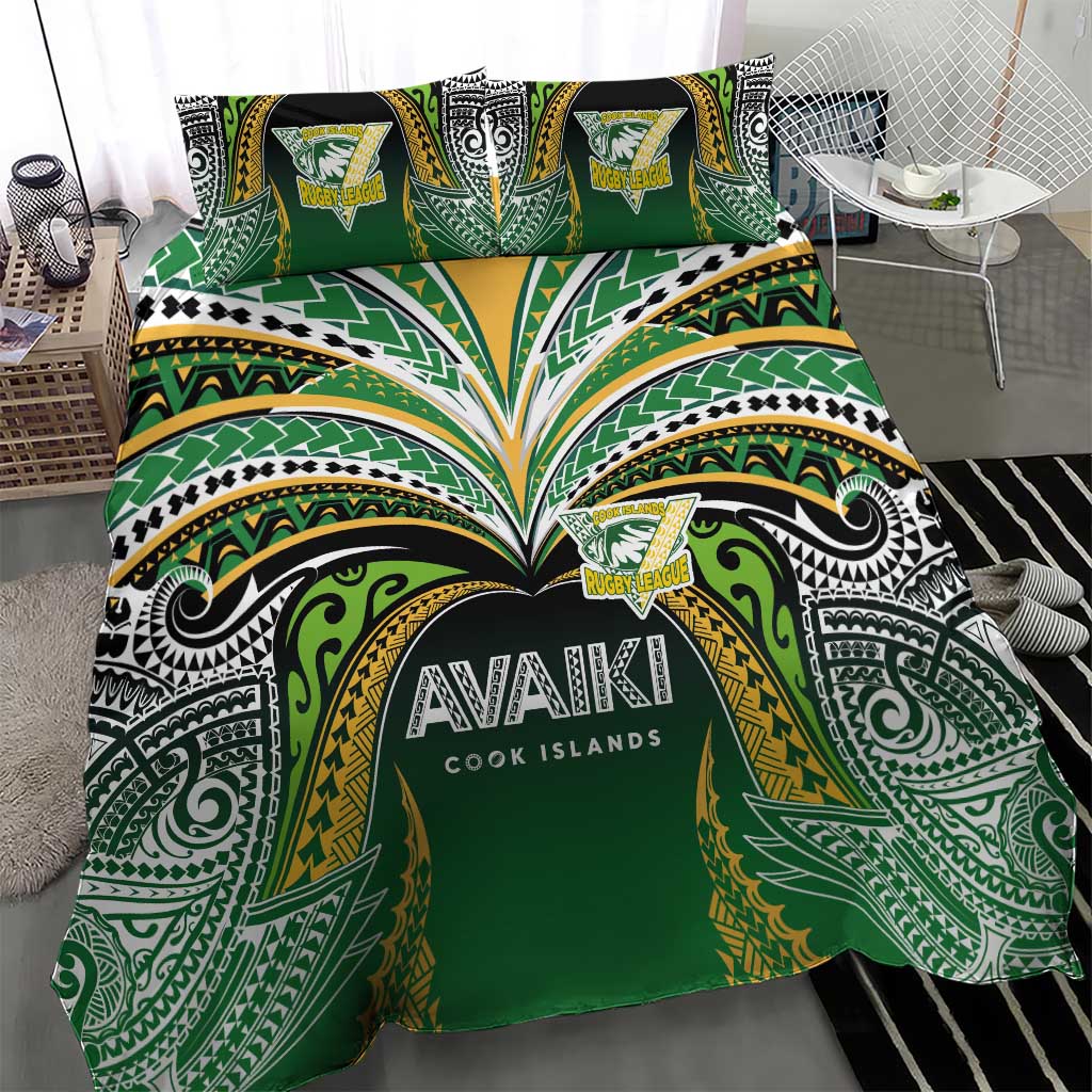 Cook Islands Rugby League Bedding Set Avaiki Tatau Tribal Motifs Black Color LT03 - Polynesian Pride