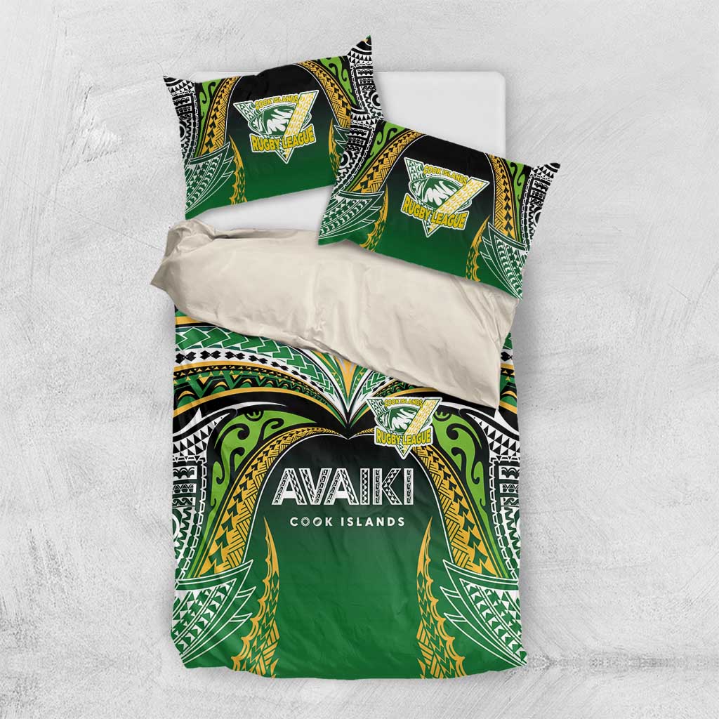 Cook Islands Rugby League Bedding Set Avaiki Tatau Tribal Motifs Black Color LT03 US Twin 172cm x 218cm Black - Polynesian Pride