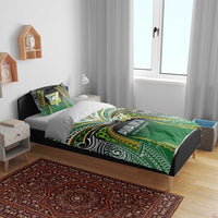 Cook Islands Rugby League Bedding Set Avaiki Tatau Tribal Motifs Black Color LT03 - Polynesian Pride