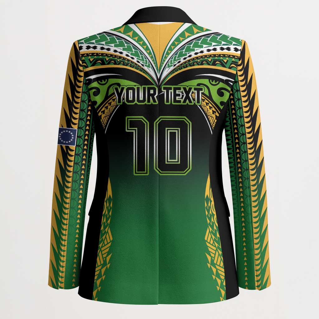 Custom Cook Islands Rugby League Blazer Avaiki Tatau Tribal Motifs Black Color LT03 - Polynesian Pride
