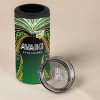 Custom Cook Islands Rugby League 4 in 1 Can Cooler Tumbler Avaiki Tatau Tribal Motifs Black Color LT03 - Polynesian Pride