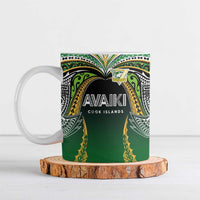 Custom Cook Islands Rugby League Ceramic Mug Avaiki Tatau Tribal Motifs Black Color - Polynesian Pride
