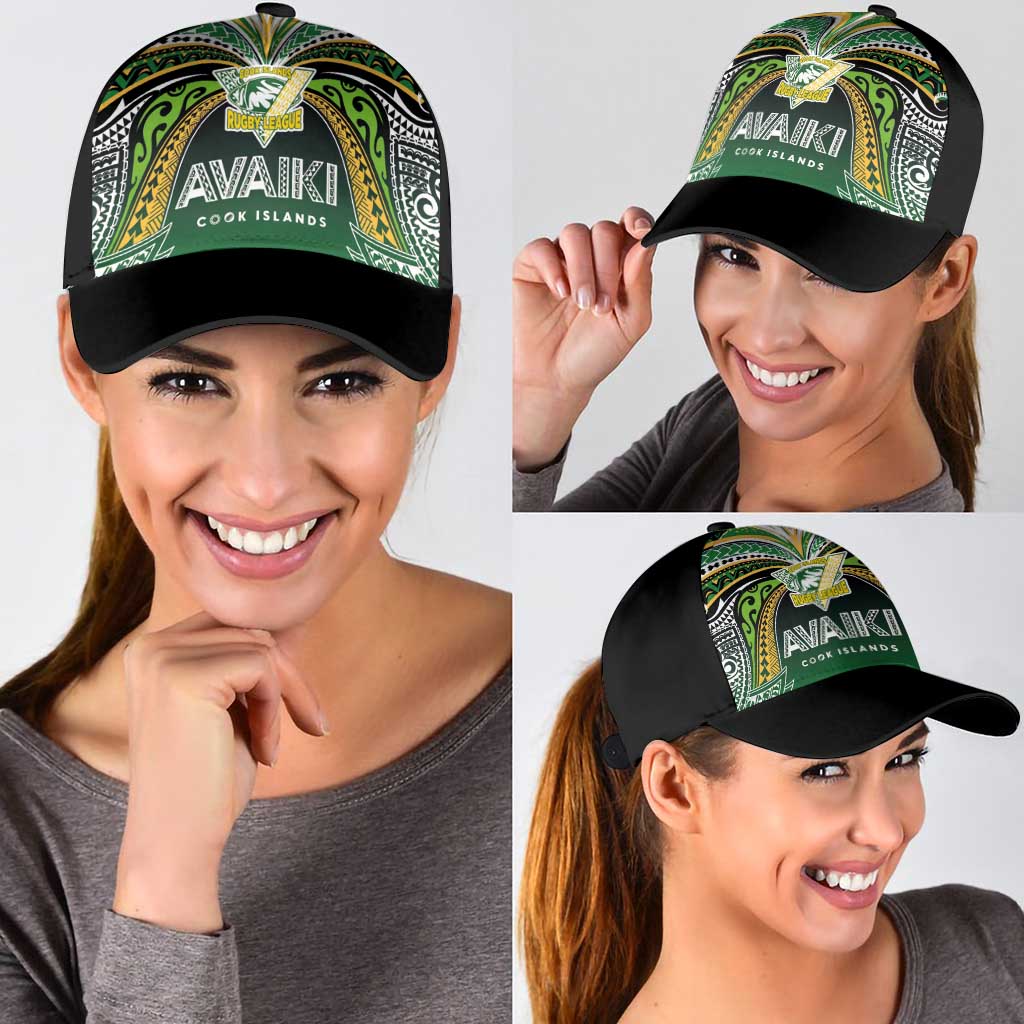 Cook Islands Rugby League Classic Cap Avaiki Tatau Tribal Motifs Black Color LT03 - Polynesian Pride