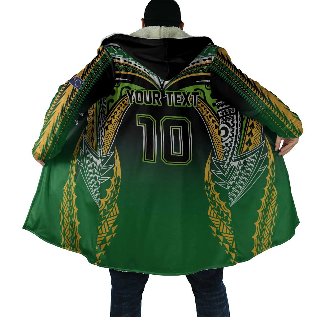 Custom Cook Islands Rugby League Cloak Avaiki Tatau Tribal Motifs Black Color - Polynesian Pride