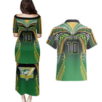 Custom Cook Islands Rugby League Couples Matching Puletasi and Hawaiian Shirt Avaiki Tatau Tribal Motifs Black Color LT03 - Polynesian Pride