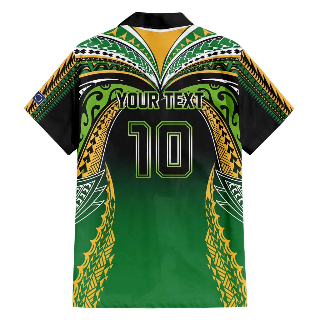 Custom Cook Islands Rugby League Family Matching Long Sleeve Bodycon Dress and Hawaiian Shirt Avaiki Tatau Tribal Motifs Black Color - Polynesian Pride