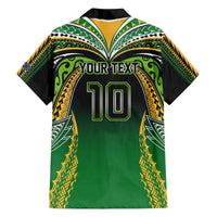 Custom Cook Islands Rugby League Family Matching Off The Shoulder Long Sleeve Dress and Hawaiian Shirt Avaiki Tatau Tribal Motifs Black Color - Polynesian Pride