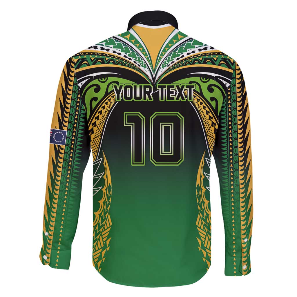 Custom Cook Islands Rugby League Family Matching Off Shoulder Short Dress and Hawaiian Shirt Avaiki Tatau Tribal Motifs Black Color - Polynesian Pride