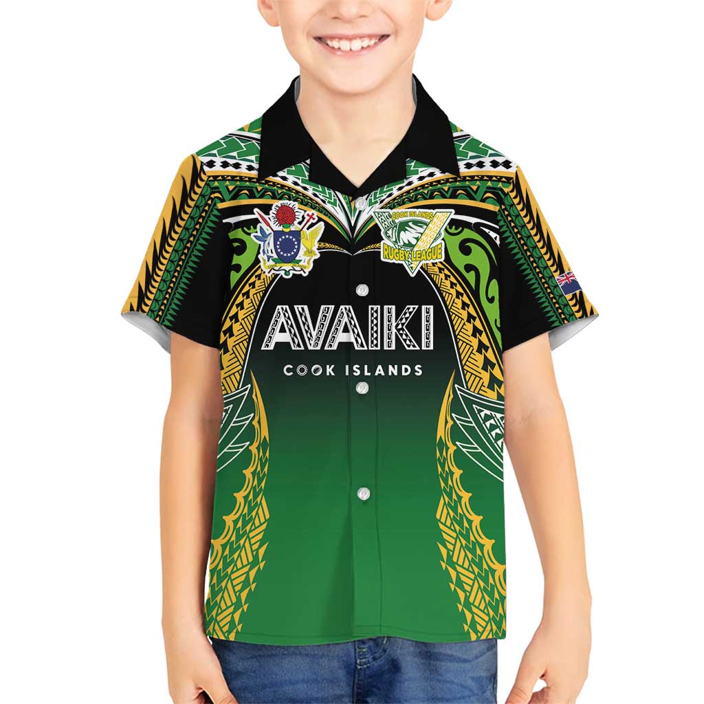 Custom Cook Islands Rugby League Family Matching Summer Maxi Dress and Hawaiian Shirt Avaiki Tatau Tribal Motifs Black Color - Polynesian Pride