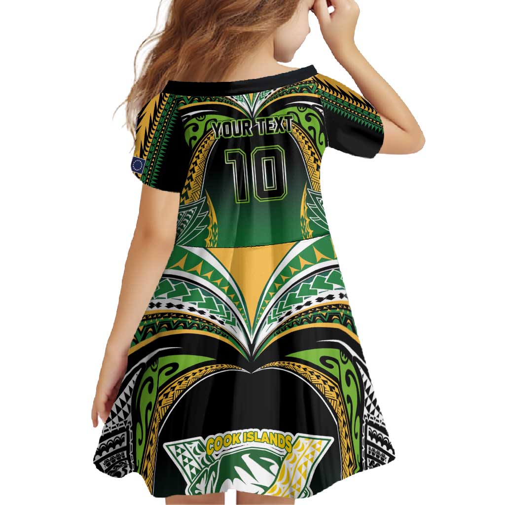 Custom Cook Islands Rugby League Family Matching Tank Maxi Dress and Hawaiian Shirt Avaiki Tatau Tribal Motifs Black Color - Polynesian Pride