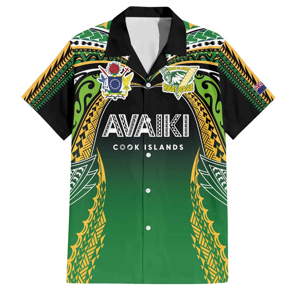 Custom Cook Islands Rugby League Family Matching Tank Maxi Dress and Hawaiian Shirt Avaiki Tatau Tribal Motifs Black Color - Polynesian Pride