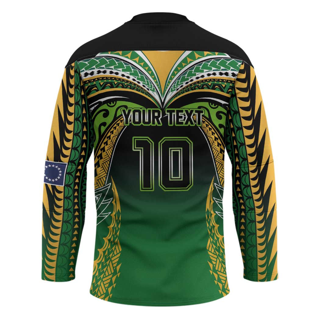 Custom Cook Islands Rugby League Hockey Jersey Avaiki Tatau Tribal Motifs Black Color - Polynesian Pride
