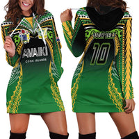 Custom Cook Islands Rugby League Hoodie Dress Avaiki Tatau Tribal Motifs Black Color LT03 - Polynesian Pride