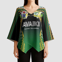 Custom Cook Islands Rugby League Kimono Sleeve Blouse Avaiki Tatau Tribal Motifs Black Color - Polynesian Pride