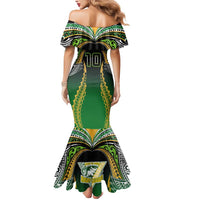 Custom Cook Islands Rugby League Mermaid Dress Avaiki Tatau Tribal Motifs Black Color - Polynesian Pride