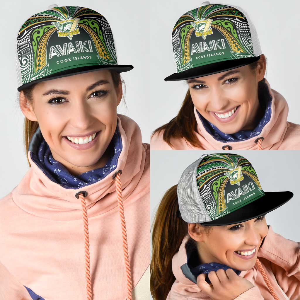 Cook Islands Rugby League Mesh Trucker Cap Avaiki Tatau Tribal Motifs Black Color LT03 - Polynesian Pride