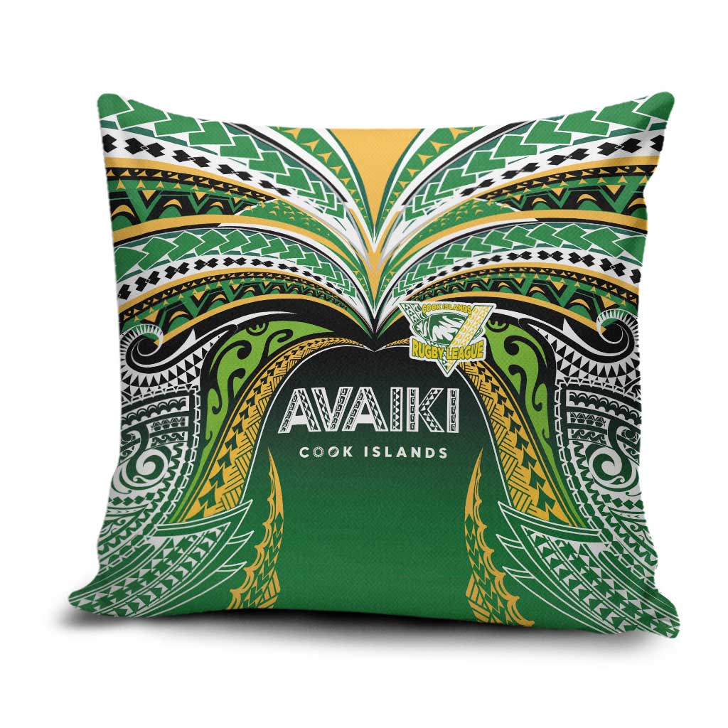 Cook Islands Rugby League Pillow Cover Avaiki Tatau Tribal Motifs Black Color - Polynesian Pride