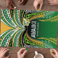Cook Islands Rugby League Puzzle Avaiki Tatau Tribal Motifs Black Color LT03 - Polynesian Pride