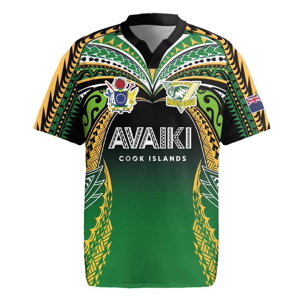 Custom Cook Islands Rugby League Rugby Jersey Avaiki Tatau Tribal Motifs Black Color - Polynesian Pride