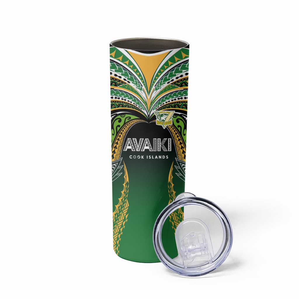 Custom Cook Islands Rugby League Skinny Tumbler Avaiki Tatau Tribal Motifs Black Color LT03 - Polynesian Pride
