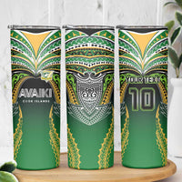 Custom Cook Islands Rugby League Skinny Tumbler Avaiki Tatau Tribal Motifs Black Color LT03 - Polynesian Pride
