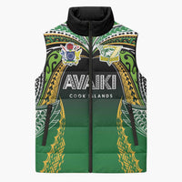 Custom Cook Islands Rugby League Sleeveless Puffer Jacket Avaiki Tatau Tribal Motifs Black Color LT03 Unisex Black - Polynesian Pride