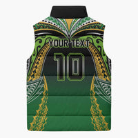 Custom Cook Islands Rugby League Sleeveless Puffer Jacket Avaiki Tatau Tribal Motifs Black Color LT03 - Polynesian Pride