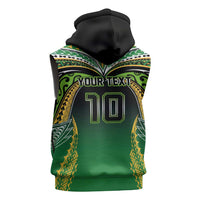 Custom Cook Islands Rugby League Sleeveless Zip Hoodie Avaiki Tatau Tribal Motifs Black Color LT03 - Polynesian Pride