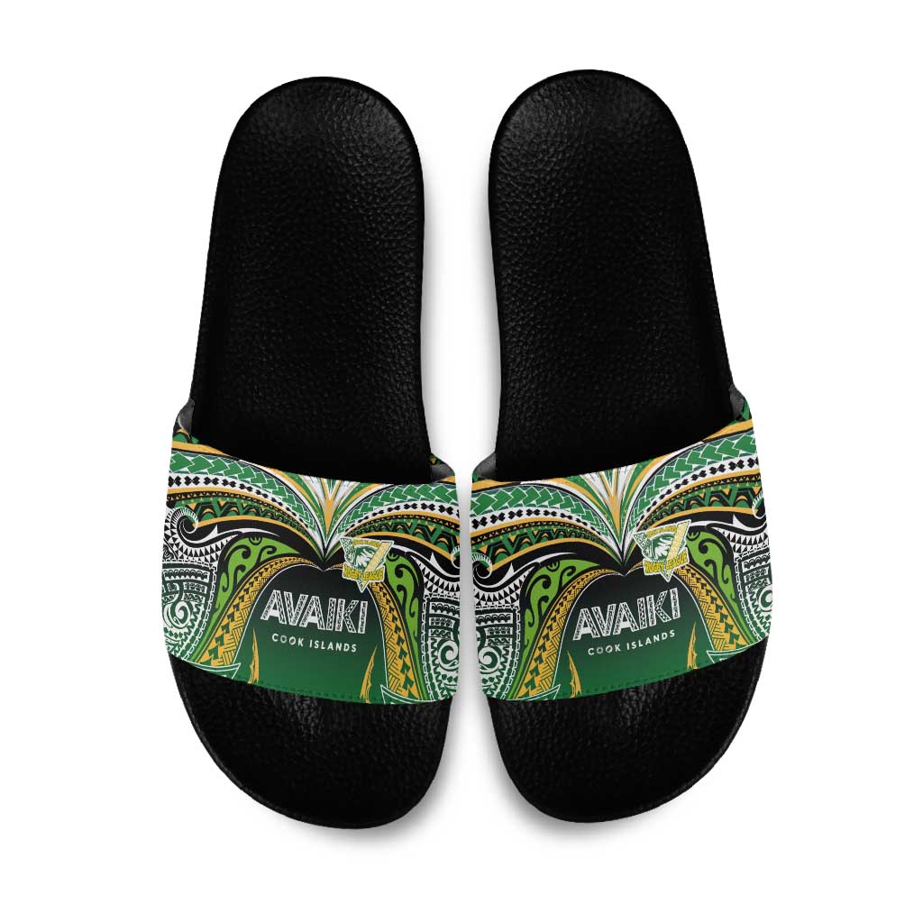 Cook Islands Rugby League Slide Sandals Avaiki Tatau Tribal Motifs Black Color LT03 Black - Polynesian Pride