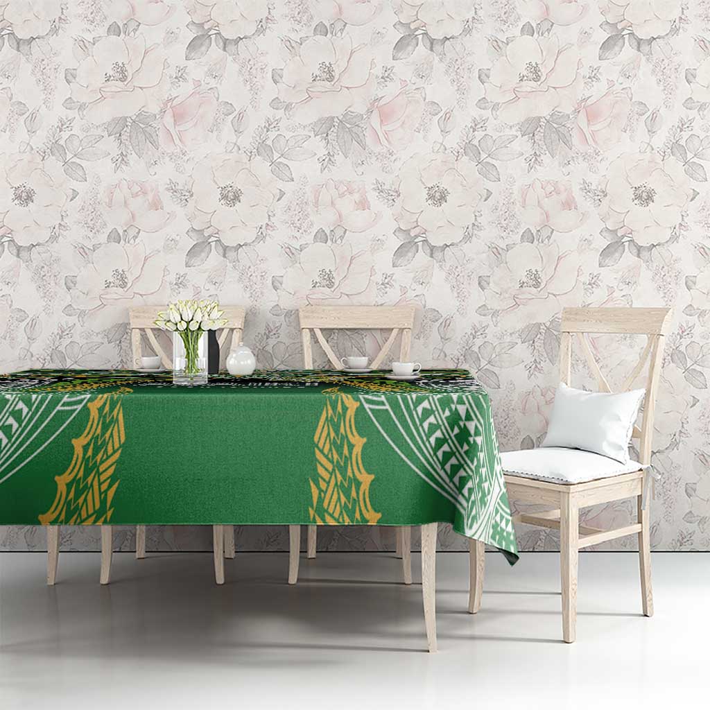 Cook Islands Rugby League Tablecloth Avaiki Tatau Tribal Motifs Black Color LT03 - Polynesian Pride