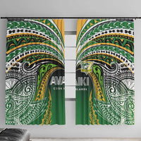 Cook Islands Rugby League Window Curtain Avaiki Tatau Tribal Motifs Black Color - Polynesian Pride