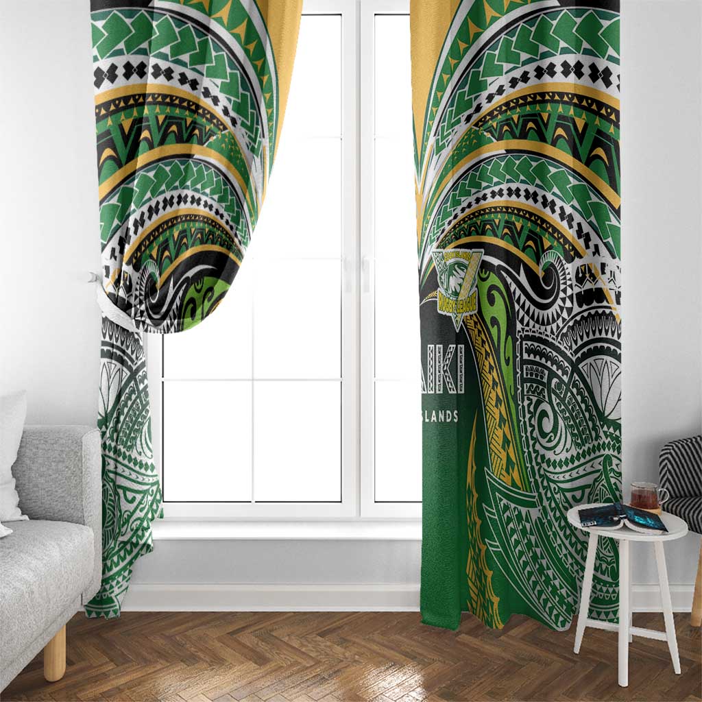 Cook Islands Rugby League Window Curtain Avaiki Tatau Tribal Motifs Black Color - Polynesian Pride