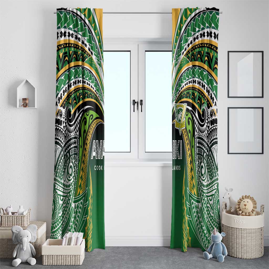 Cook Islands Rugby League Window Curtain Avaiki Tatau Tribal Motifs Black Color - Polynesian Pride