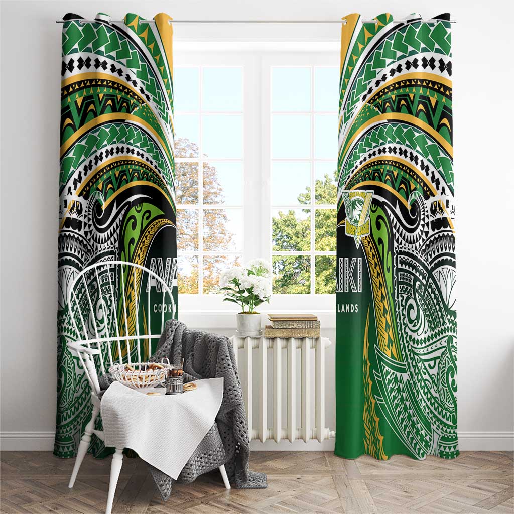Cook Islands Rugby League Window Curtain Avaiki Tatau Tribal Motifs Black Color - Polynesian Pride
