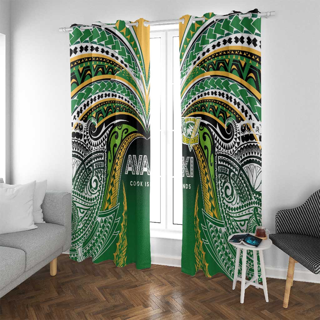 Cook Islands Rugby League Window Curtain Avaiki Tatau Tribal Motifs Black Color - Polynesian Pride