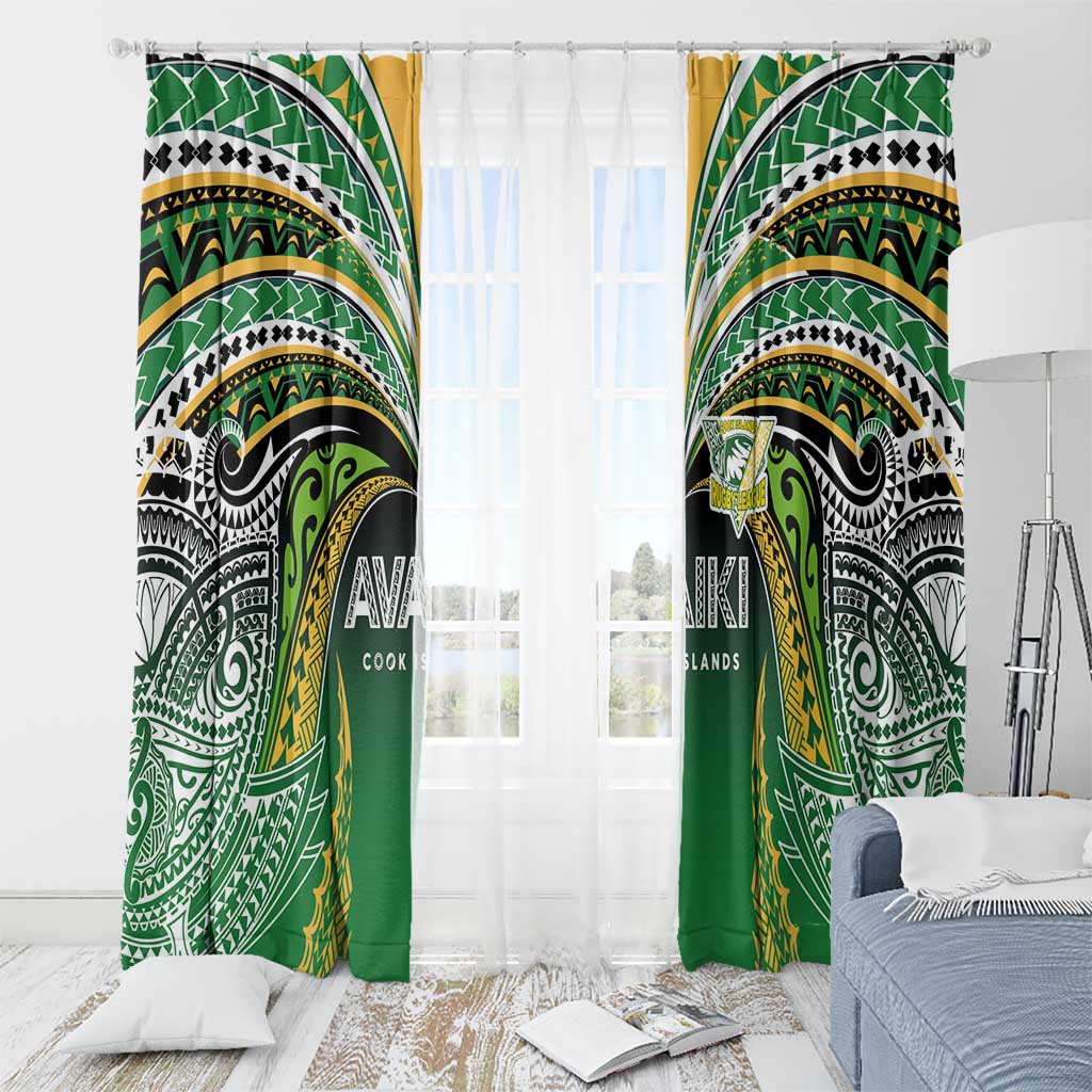 Cook Islands Rugby League Window Curtain Avaiki Tatau Tribal Motifs Black Color - Polynesian Pride