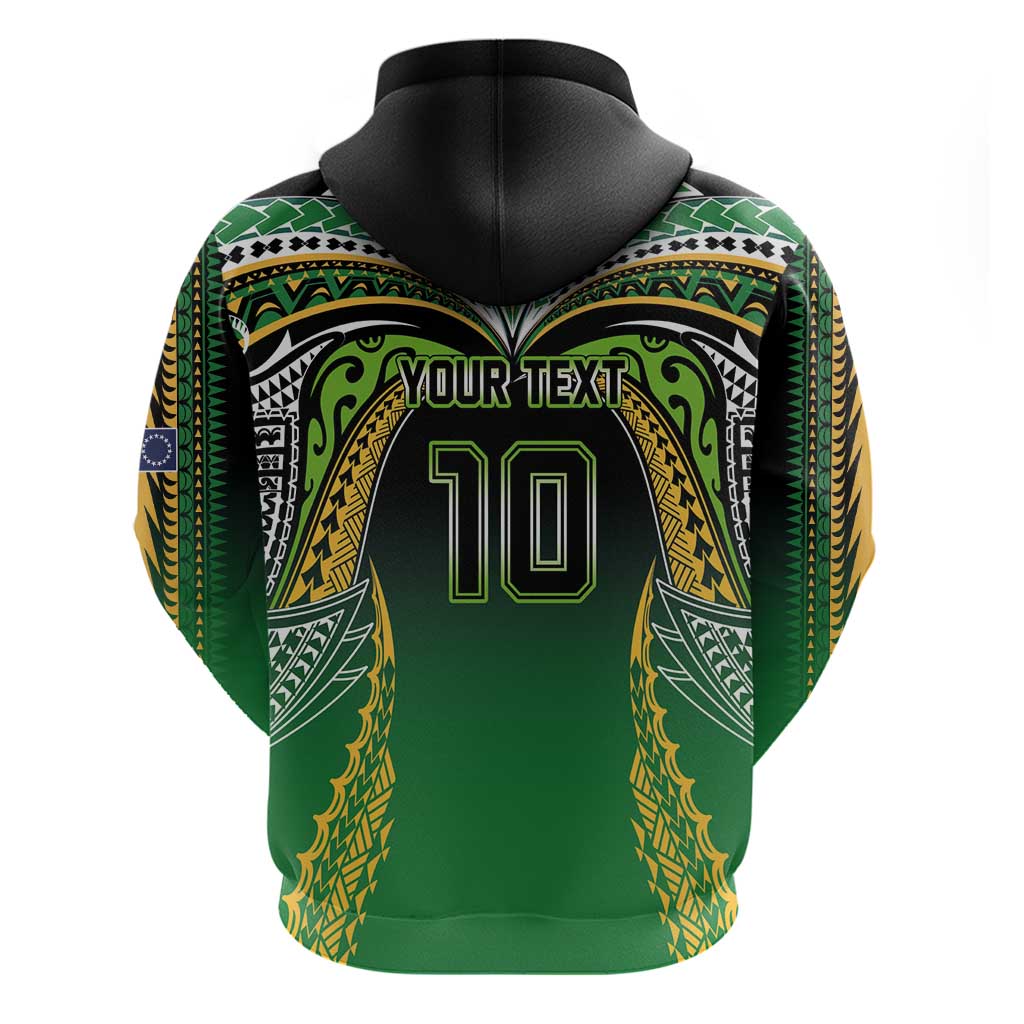 Custom Cook Islands Rugby League Zip Hoodie Avaiki Tatau Tribal Motifs Black Color - Polynesian Pride