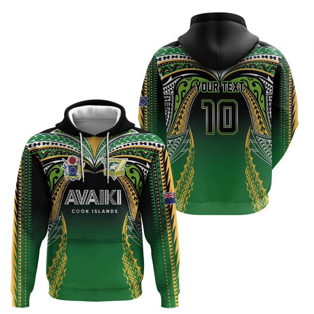 Custom Cook Islands Rugby League Zip Hoodie Avaiki Tatau Tribal Motifs Black Color - Polynesian Pride