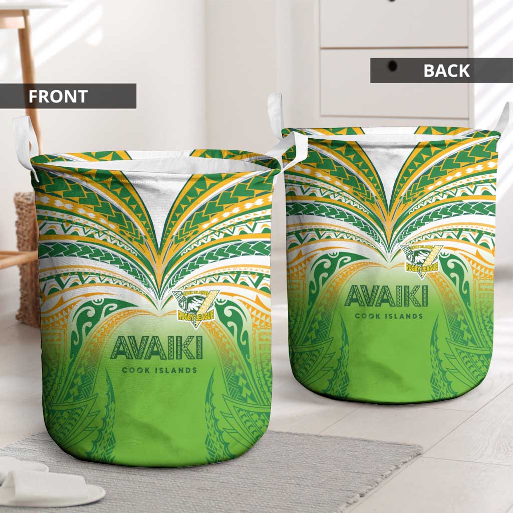 Cook Islands Rugby League Laundry Basket Avaiki Tatau Tribal Motifs White Color LT03 - Polynesian Pride