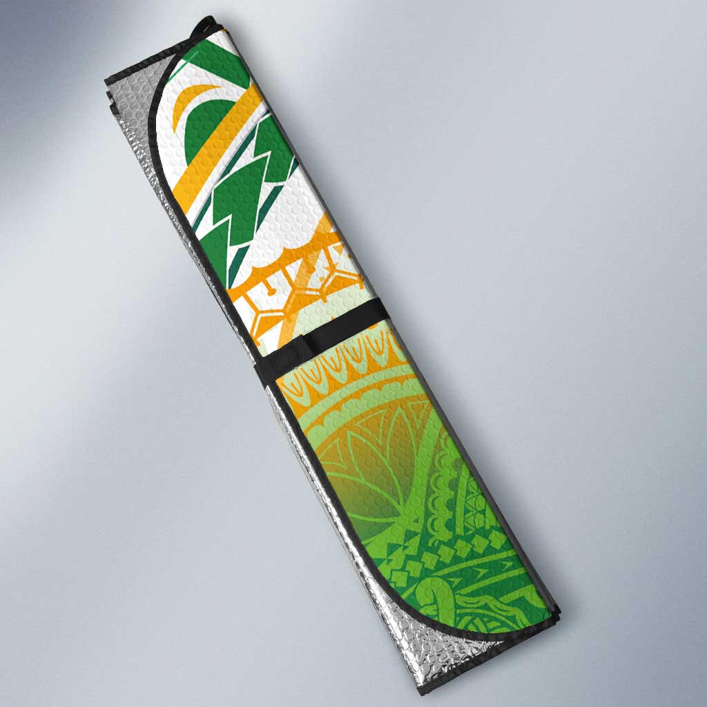 Cook Islands Rugby League Auto Sun Shade Avaiki Tatau Tribal Motifs White Color LT03 - Polynesian Pride