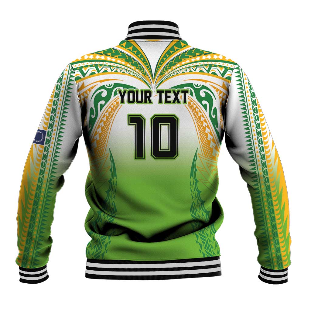 Custom Cook Islands Rugby League Baseball Jacket Avaiki Tatau Tribal Motifs White Color LT03 - Polynesian Pride