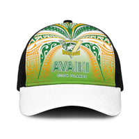 Cook Islands Rugby League Baseball Net Cap Avaiki Tatau Tribal Motifs White Color LT03 One Size Black White - Polynesian Pride