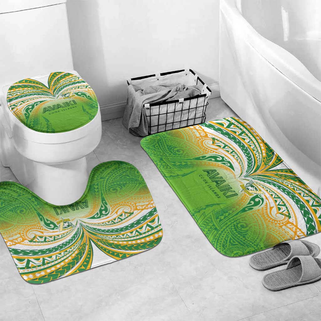 Cook Islands Rugby League Bathroom Set Avaiki Tatau Tribal Motifs White Color - Polynesian Pride