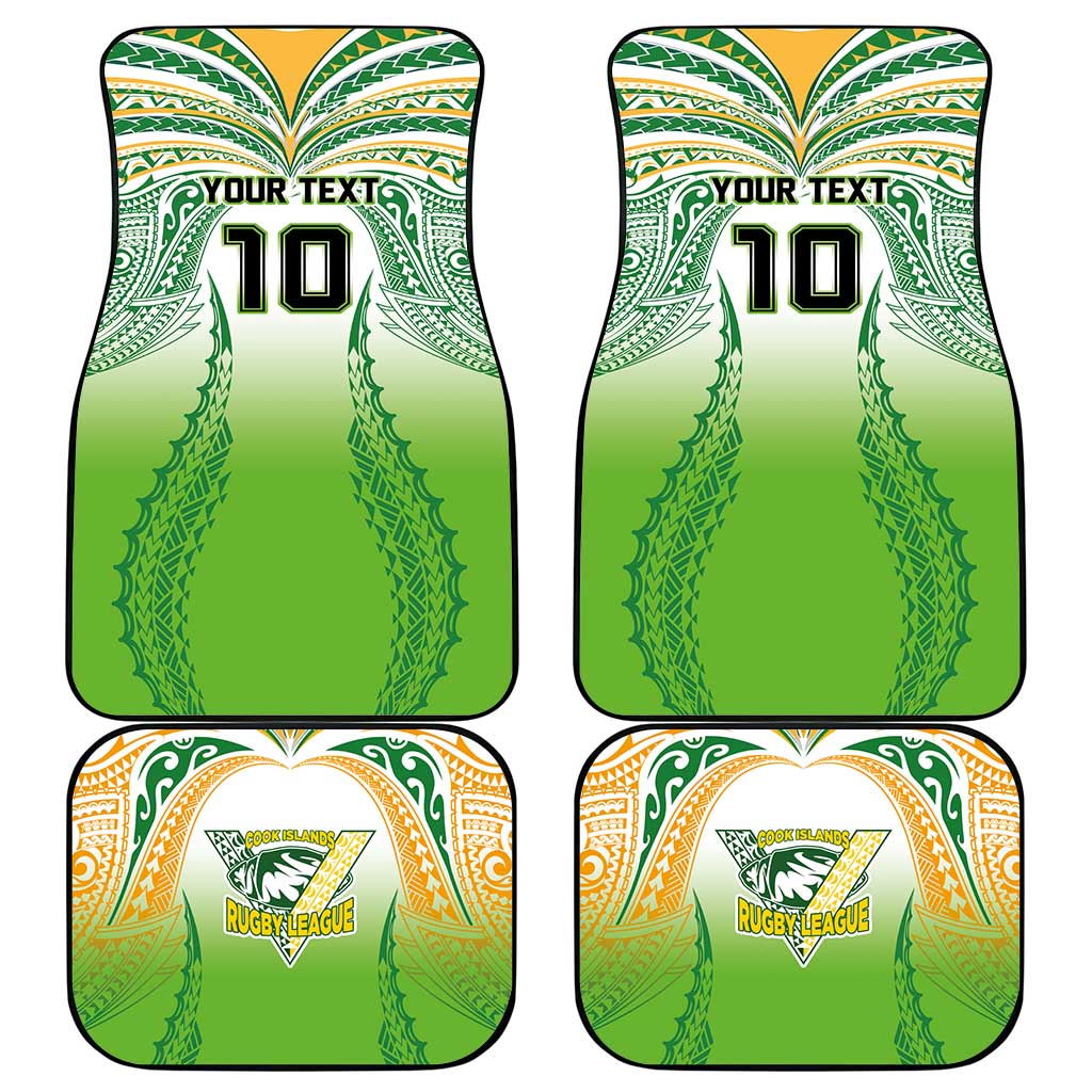 Custom Cook Islands Rugby League Car Mats Avaiki Tatau Tribal Motifs White Color LT03 - Polynesian Pride